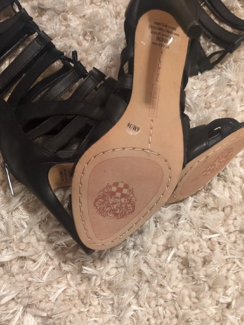 Black Strappy High-Heel Gladiator Sandals Vince Camuto. New ! Org$ 170 - Picture 2 of 4
